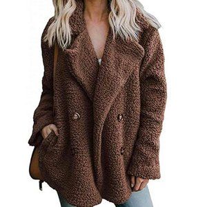 Coffee Cozy Sherpa Mid Length Jacket w Pockets